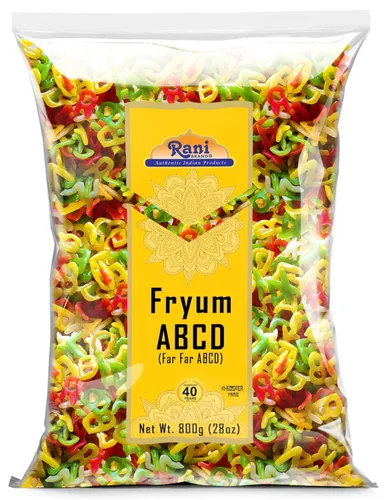 Vista 17 de Rani Far Far / Fryums (pellet de trigo y tapioca) Forma ABCD 7 oz (200 g) ~ Vegano, Kosher, sin cocinar, utilizado para hacer papad, bhungra