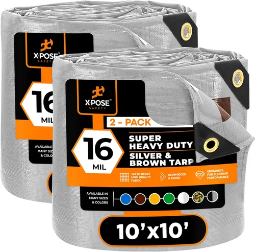 Vista 63 de Xpose Safety - Lona protectora de polietileno de 4 x 20 pies, 16 mil o 0.4mm de grosor, resistente y reforzada para evitar desgarros, resistente a