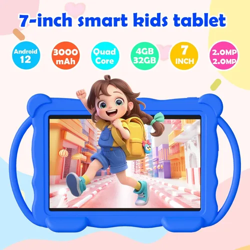 Vista 6 de Tableta infantil de 7 pulgadas para niños, Tableta de aprendizaje para niños de 32 GB ROM con estuche protector, aplicaciones educativas
