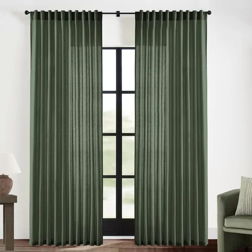 Vista 18 de XTMYI - Cortinas transparentes de 54 pulgadas de largo, juego de 2 paneles para baño, cortinas cortas de lino y algodón con semi privacidad