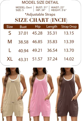 Vista 6 de AUTOMET Overol casual de verano para mujer, con pantalones cortos, overoles con bolsillos, holgados, cómodos, ropa de moda