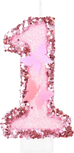 Vista 9 de Velas de cumpleaños número 1, decoración de fiesta de cumpleaños de mariposa para mujeres y niñas, vela morada de feliz cumpleaños para pastel, vela