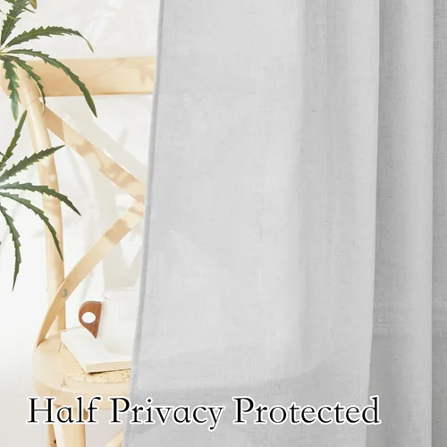 Vista 46 de RYB HOME Cortinas Cortas de Lino con Cenefas Swag - Niveles Semitransparentes para la Parte Superior de Ventanas, Decoración del Hogar con Filtrado