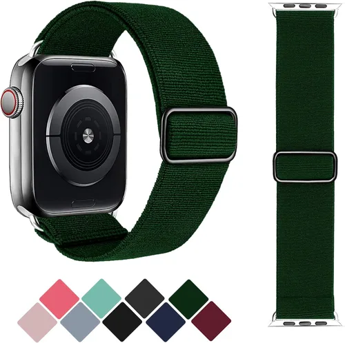 Vista 14 de Correa elástica Solo Loop Compatible con Apple Watch Band de 1.49, 1.57, 1.61, 1.65, 1.73, 1.77, 1.7, 1.97 pulgadas, Boho Bands para iWatch Series
