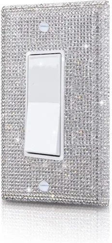 Vista 35 de Gaocai 1 pieza Placas de pared con diamantes de imitación brillantes Cubierta de interruptor de luz Placa decorativa de pared con palanca única