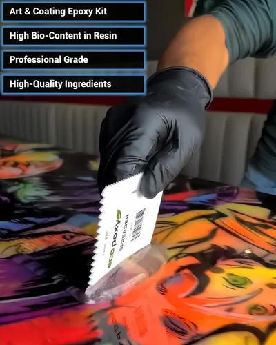 Vista 3 de EcoPoxy UVPoxy Kit de Resina Epoxi para Recubrimiento de Superficies de Mesa y Arte - 1.06 Gal / 4L: Curado Rápido, Resistente a UV/Amarillamiento