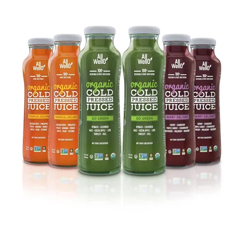 ALLWELLO Bebidas orgánicas de jugo prensado en frío con frutas y verduras reales sin gluten, sin OMG, jugos saludables sin conservantes sin azúcar