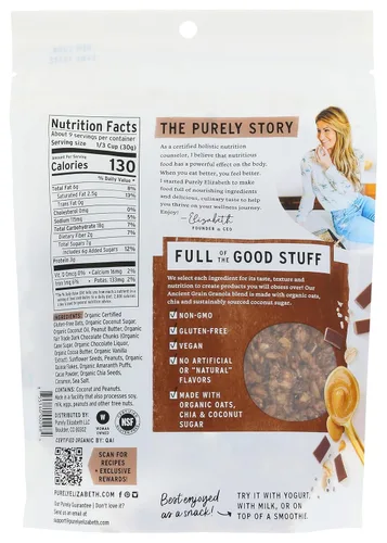 Vista 2 de Purely Elizabeth, granola orgánica de grano antiguo