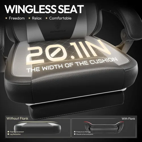 Vista 29 de Dowinx Silla de juegos con cojín de resorte de bolsillo, silla ergonómica para computadora con masaje lumbar y reposapiés para adultos, silla