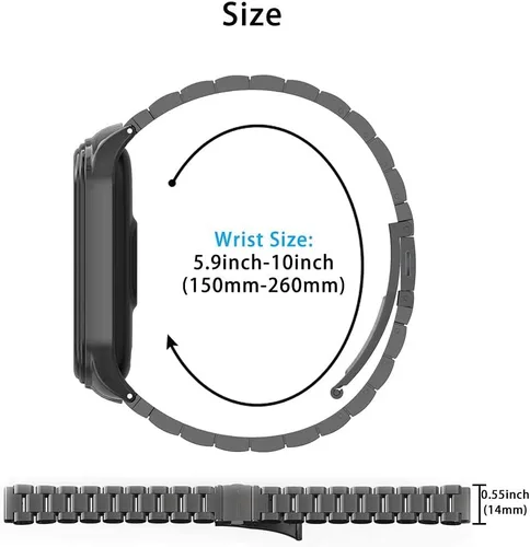 Vista 7 de MIJOBS Mi Band 6 Mi Band 5 Correa para Xiaomi Mi Band 4 3, Correa de reloj de acero inoxidable Pulsera de repuesto de metal para Mi Smart Band 6