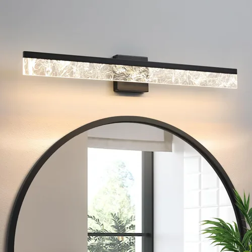 Vista 17 de AIJIASI Moderna lámpara de baño sobre el espejo, barra de luz negra de 24 pulgadas, 18 W, 3000 K, regulable, accesorios de iluminación LED