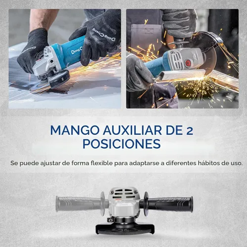 Vista 4 de DongCheng Amoladora Angular de 4-1/2 pulgadas 6.7-Amp Interruptor de Paleta 11800RPM Herramientas Eléctricas Amoladoras con Discos de Corte