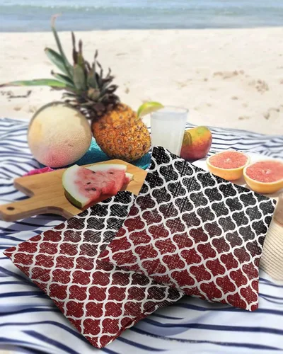 Vista 3 de Juego de 2 fundas de almohada marroquíes a cuadros para exteriores, fundas de cojín decorativas, fundas de almohada suaves impermeables de 16 x 16
