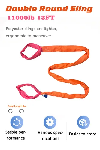 Vista 3 de Eslinga redonda para ojos y ojos, 11000 libras, 13 pies, correa de poliéster sin fin para elevar objetos pesados, eslinga de elevación de poliéster