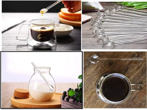 Vista 3 de Demitasse - Cucharas de café expreso, mini cuchara de café, cucharas pequeñas de vidrio de 4.33 pulgadas para té, cuchara mezcladora de varilla