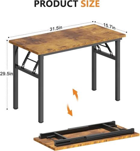 Vista 276 de DlandHome Escritorio plegable pequeño de 31.5 pulgadas, escritorio de computadora para oficina en casa, mesa plegable para espacios pequeños,