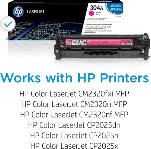 Vista 2 de HP Cartucho de tóner magenta 304A Funciona Color Laserjet CM2320 MFP, Color Laserjet CP2025 Series CC533A