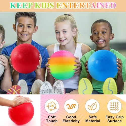 Vista 5 de 6 bolas de patio de recreo, bolas inflables de Dodge de 8.5 pulgadas, bolas de dodgball, pelota de goma con 1 bomba de mano