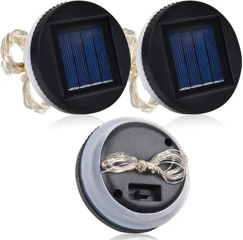 Vista 8 de Paquete de 3 luces solares de repuesto, luces solares de repuesto para tapa superior con juntas de silicona de repuesto para frascos de 3.35