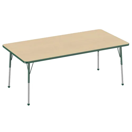 Vista 180 de FDP - Mesa rectangular para actividades escolares y de oficina (24 x 36 pulgadas), patas estándar con deslizadores giratorios, altura ajustable