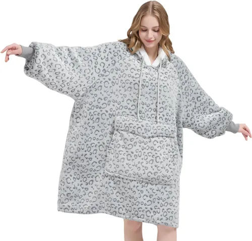 Vista 24 de Qeils Manta con Capucha Portátil para Mujeres, Cómoda Sudadera Sherpa como Regalo de Cumpleaños y Navidad, Chaqueta de Gran Tamaño con Capucha