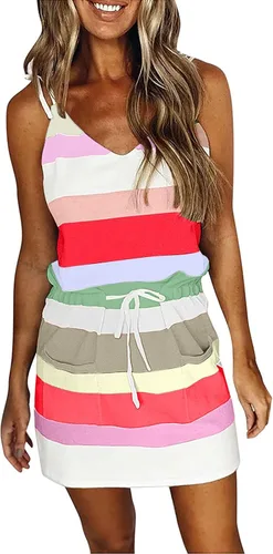 Wiyuqeen 2023 Summer Beach Dresses for Women Casual Tshirt Dresses Elegant V Neck Short Sundresses Fashion Pocket Boho Dress