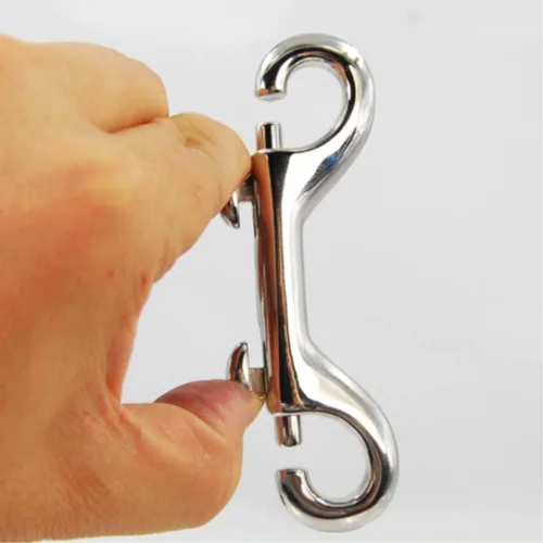 Vista 7 de 2 piezas de correas de doble extremo para perros, ganchos de presión de aleación de zinc de doble extremo, clip de buceo plateado, broches