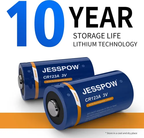Vista 2 de JESSPOW Paquete de 48 baterías de litio CR123A de 3 V, batería CR123A, 123 baterías de litio para linterna, alarma, micrófonos con sensor