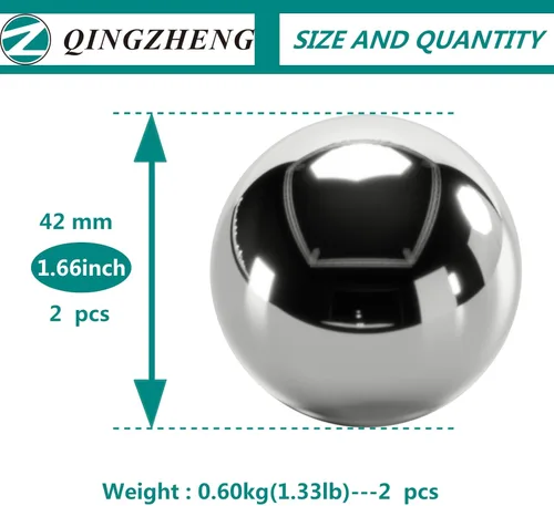Vista 2 de Z QINGZHENG - Pelotas Baoding de acero inoxidable sólido de 1.66 pulgadas, 1.66 pulgadas, balón de mano de masaje para ejercicio de salud