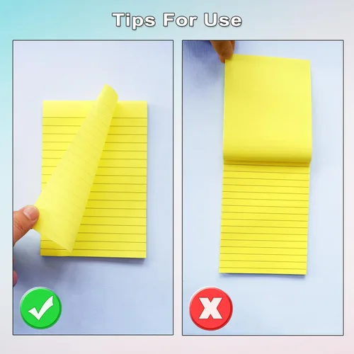 Vista 5 de Paquete de 9 Notas Adhesivas Rayadas de 4X6 pulgadas Post, 9 Colores Pastel Grandes Notas Post Adhesivas Rayadas Coloridas con Super Poder Adhesivo