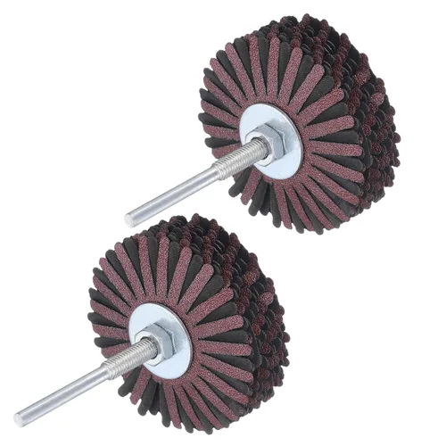 Vista 10 de uxcell Rueda de solapa de tela abrasiva Estrella de lijado vástago de 1/4 pulgadas para carpintería Tallado de raíces pulido de muebles Grano 80