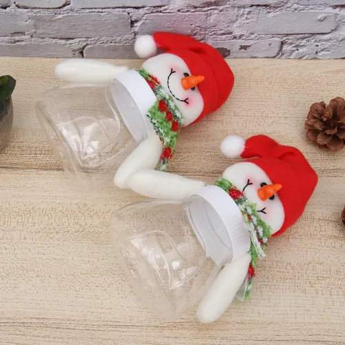 Vista 5 de 5 cajas de galletas de Navidad, tarros de dulces de Navidad con tapas, tarros de plástico para dulces de Navidad, caja de almacenamiento de plástico