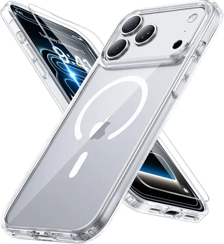 Vista 79 de Miracase - Funda magnética para teléfono 17 (compatible con MagSafe) con protector de pantalla de grado militar, funda mate translúcida antihuellas