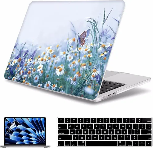 Vista 18 de Compatible con MacBook Air de 15 pulgadas 2025 2024 2023 M4 M3 M2 A3241 A3114 A2941, carcasa rígida de plástico protectora y cubierta de teclado