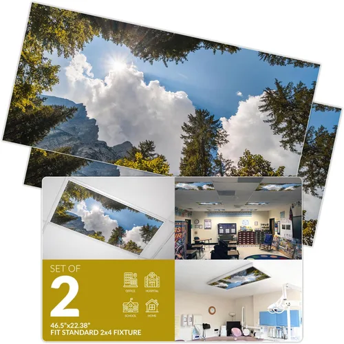 Vista 17 de OCTO LIGHTS Cubiertas decorativas de luz fluorescente para luces de techo de aula, 2 x 4 (22.38 x 46.5 pulgadas), mejora el enfoque, elimina dolores