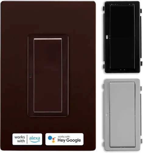 Vista 2 de Eaton El interruptor Wi-Fi Smart Home funciona con Hey Google y Alexa, kit de cambio de color (marrón/negro/gris)