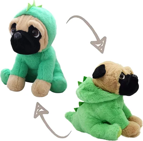 Vista 5 de Lindo Animal de Peluche Perro Pug Disfrazado como León Marrón Juguetes de Peluche Suave Juguete Pug con Disfraz de León Excelentes Peluches Juguetes