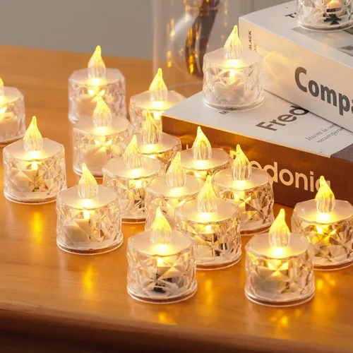 Vista 7 de Paquete de 12 velas de té LED sin llama, para decoración de Halloween, Navidad, hogar/boda, regalos de días festivos y luces decorativas