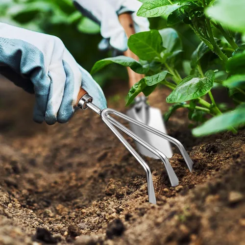 Vista 6 de BESPORTBLE Premium Garden Tools Set with Smooth Wooden Handles Multi-Functional Trowel Kit for Adults and Women Lightweight Stainless Steel Hand