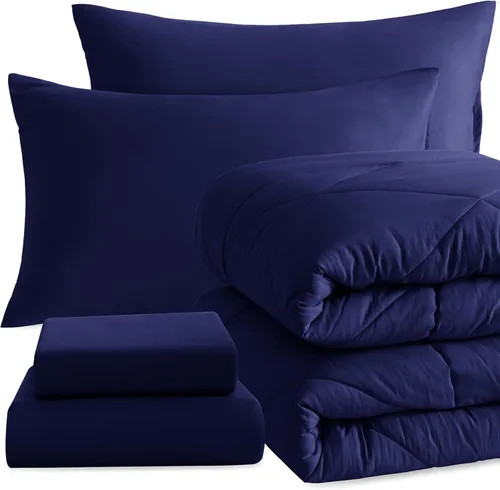 Vista 53 de NTBAY Juego de edredón individual con sábanas, 5 piezas de ropa de cama suave y transpirable, cama individual en una bolsa, juego de edredón