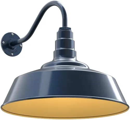 Vista 34 de Steel Lighting Co. Redondo - Luz de granero Montaje en pared al aire libre Cúpula de 20 pulgadas Cuello de cisne de 16 pulgadas Luz grande