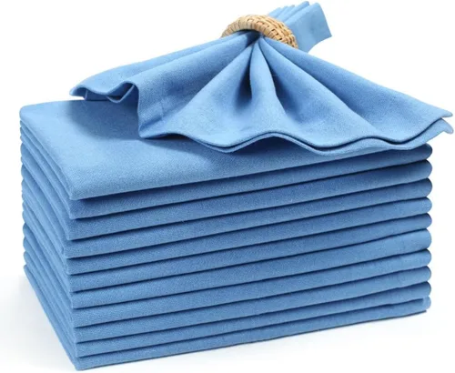 Vista 18 de Servilletas de tela para uso diario, 100% algodón, 18 x 18 pulgadas, color aguamarina, servilletas de boda, servilletas de cóctel, servilletas