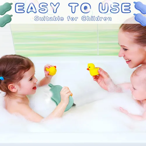 Vista 3 de Tatuo Esponja de baño para bebé, 4 piezas, esponja de algodón para bebé, esponja suave y absorbente para niños, bebés, hombres y mujeres