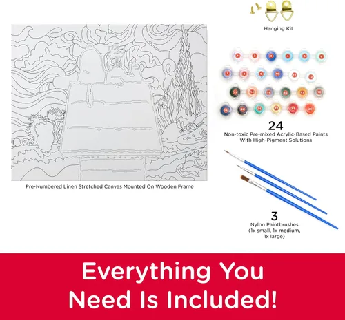 Vista 3 de Aquarius - Peanuts Snoopy Chill Art by Numbers, kit de pintura, 16 x 20