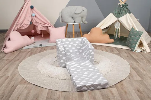 Vista 28 de Delsit Sofá infantil para niños pequeños – Sillón convertible de espuma 2 en 1 a tumbona, cómodo sillón abatible, sofá para niños, fabricado