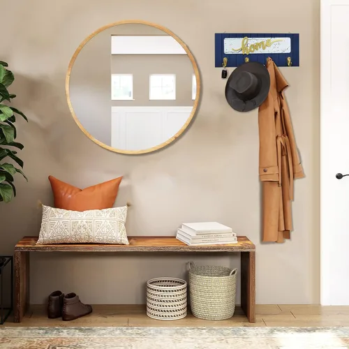 Vista 3 de Soporte para llaves montado en la pared, colgador decorativo para llaves con 5 ganchos, sin daños para llaves de pared, gancho autoadhesivo