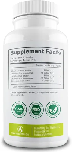 Vista 7 de Bacticure Probiotic 60 cápsulas Probióticos altos en UFC para mujeres y hombres Apoyo digestivo con prebióticos y enzimas digestivas