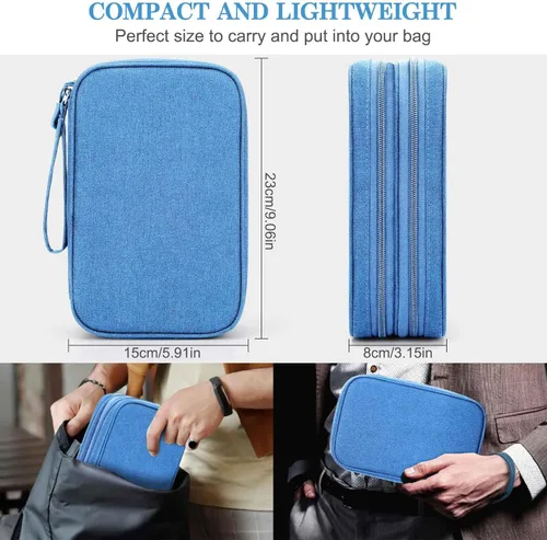 Vista 108 de FYY Organizador para accesorios electrónicos, para viajes, para cables, celular y cargadores, estuche portátil, impermeable, doble capa, bolsa