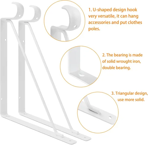 Vista 4 de Soporte de barra de armario resistente de 10.8 x 10.8 pulgadas, soporte de barra de armario de ángulo recto para revivir tu barra flácida