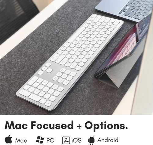 Vista 2 de Macally Teclado Bluetooth inalámbrico de alta calidad, teclado inalámbrico compatible con Apple para Mac Mini, MacBook Pro/Air portátil, teclado
